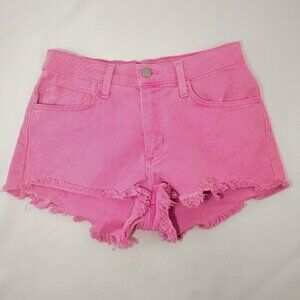 O2 Denim USA Jean Shorts Women Size S Booties Buttock Pink Fuchsia Cutoff Frayed